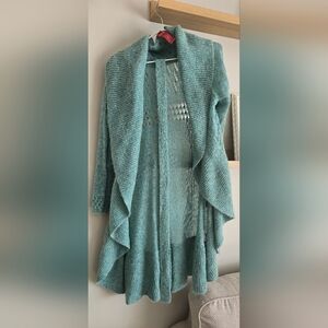 Elegant Teal Draped Cardigan